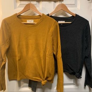 Duo of Madewell Texture & Thread Rib Side Tie Longsleeve Shirt